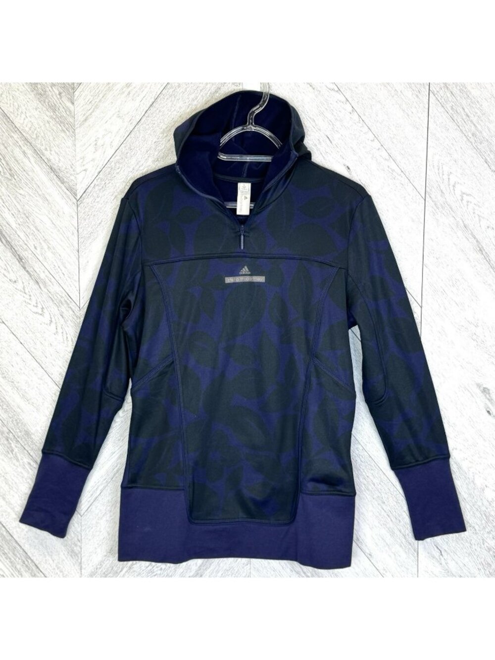 Adidas x Stella McCartney Hoodie Womens Size Large Blue Pullover Long Sleeve